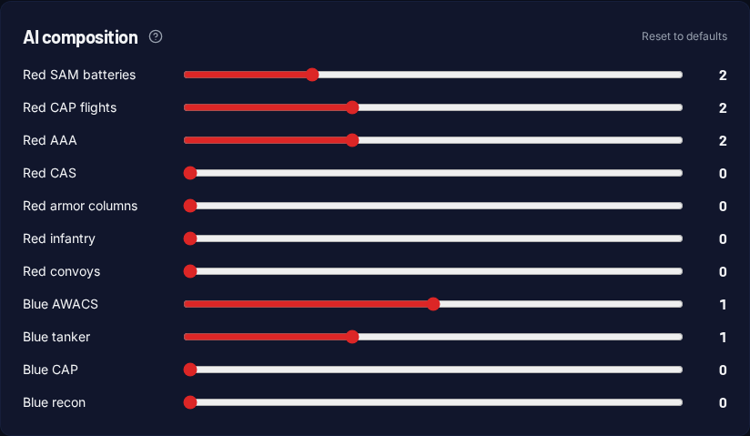 AI composition sliders showing red and blue role sliders